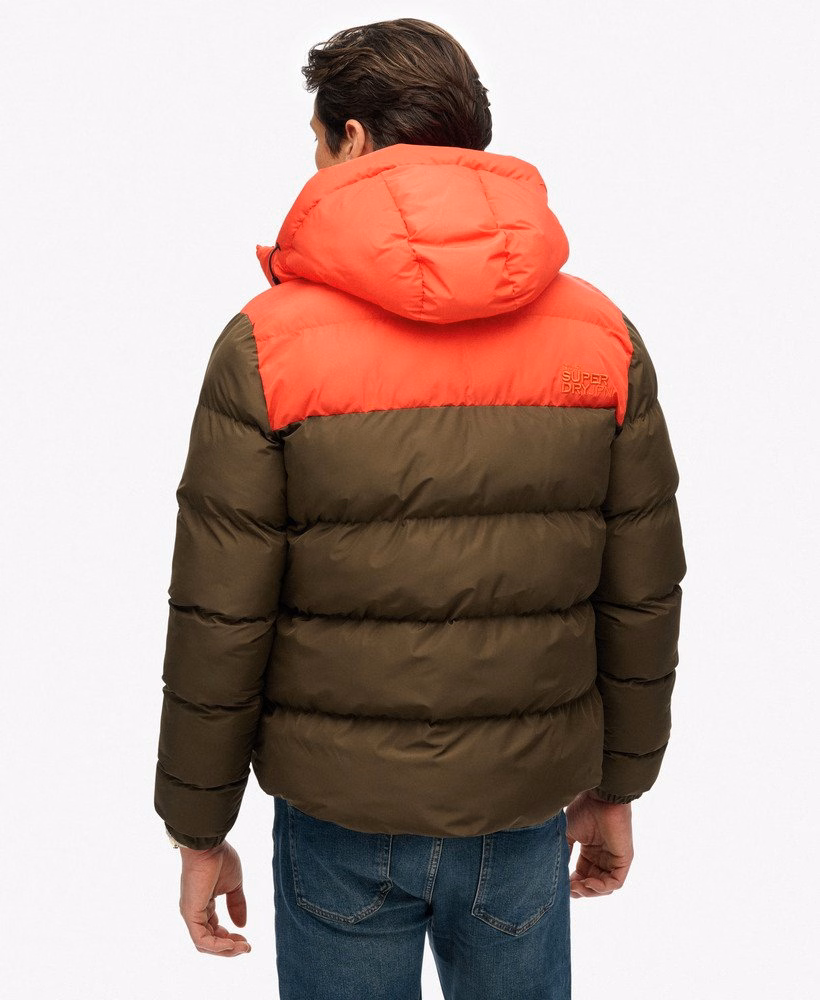 Colourblock gewatteerde jas met capuchon