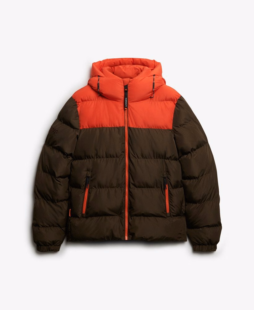 Colourblock gewatteerde jas met capuchon