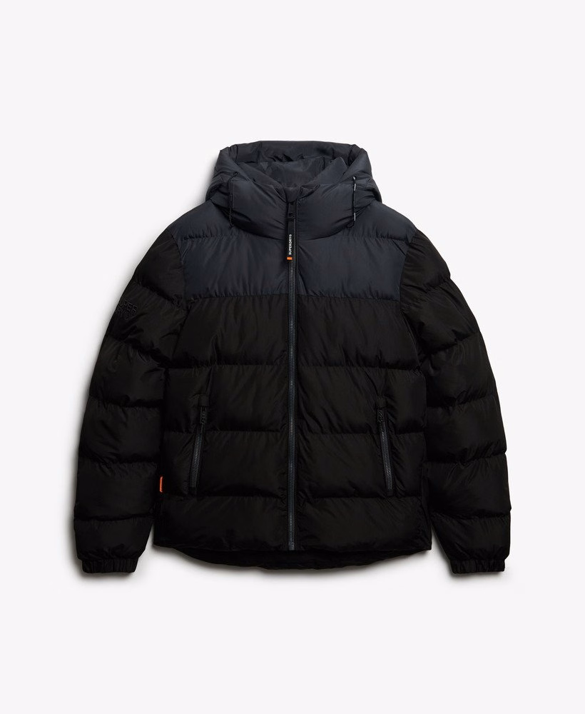 Colourblock gewatteerde jas met capuchon