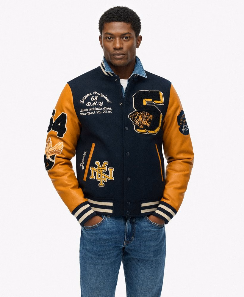 Vintage varsityjas met patches