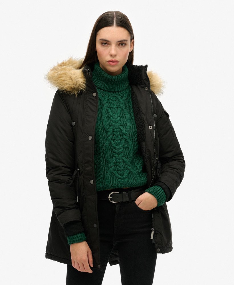 nadare microvezel parka in zwart