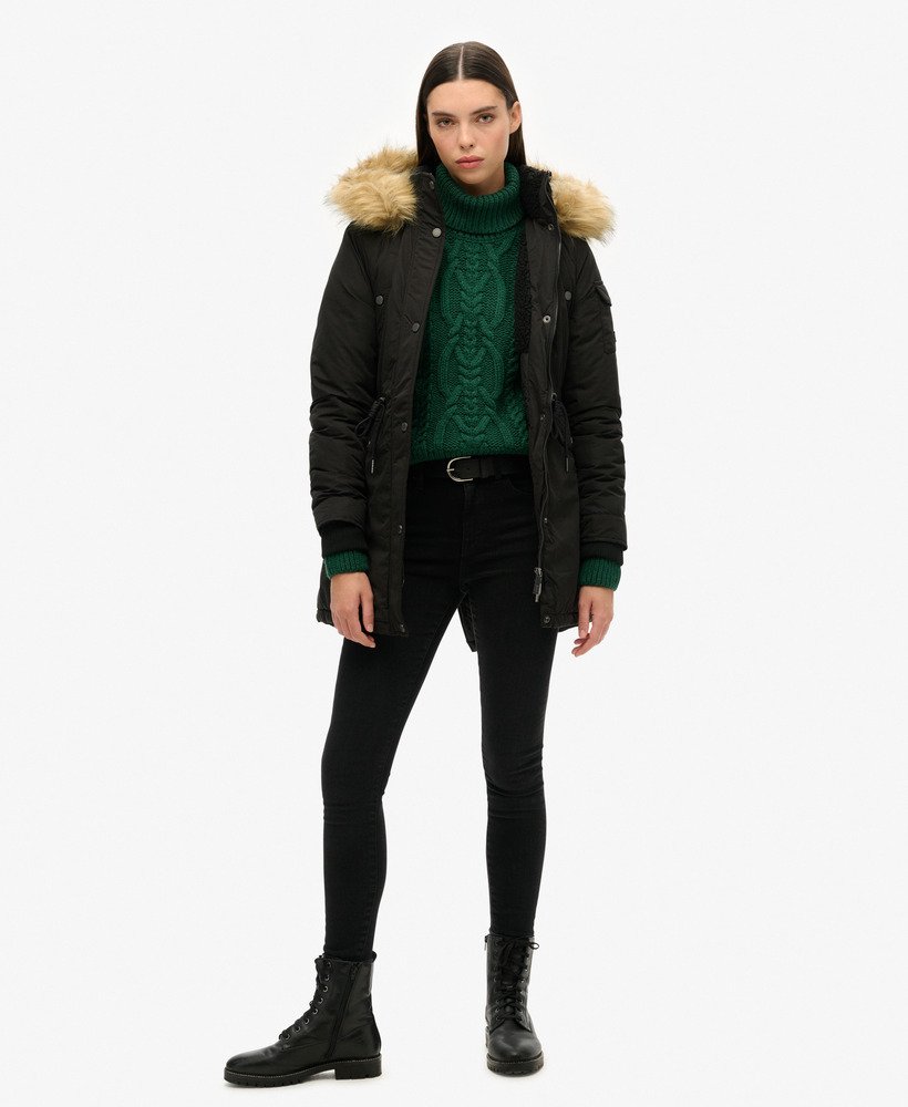 nadare microvezel parka in zwart