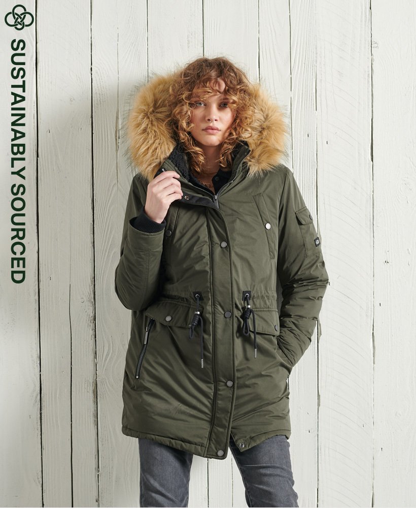 nadare microvezel parka in donker mosgroen