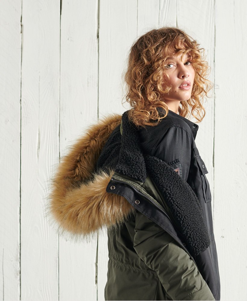 nadare microvezel parka in donker mosgroen