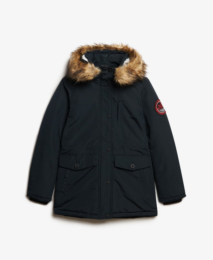 de everest parka met capuchon van imitatiebont in eclipse navy