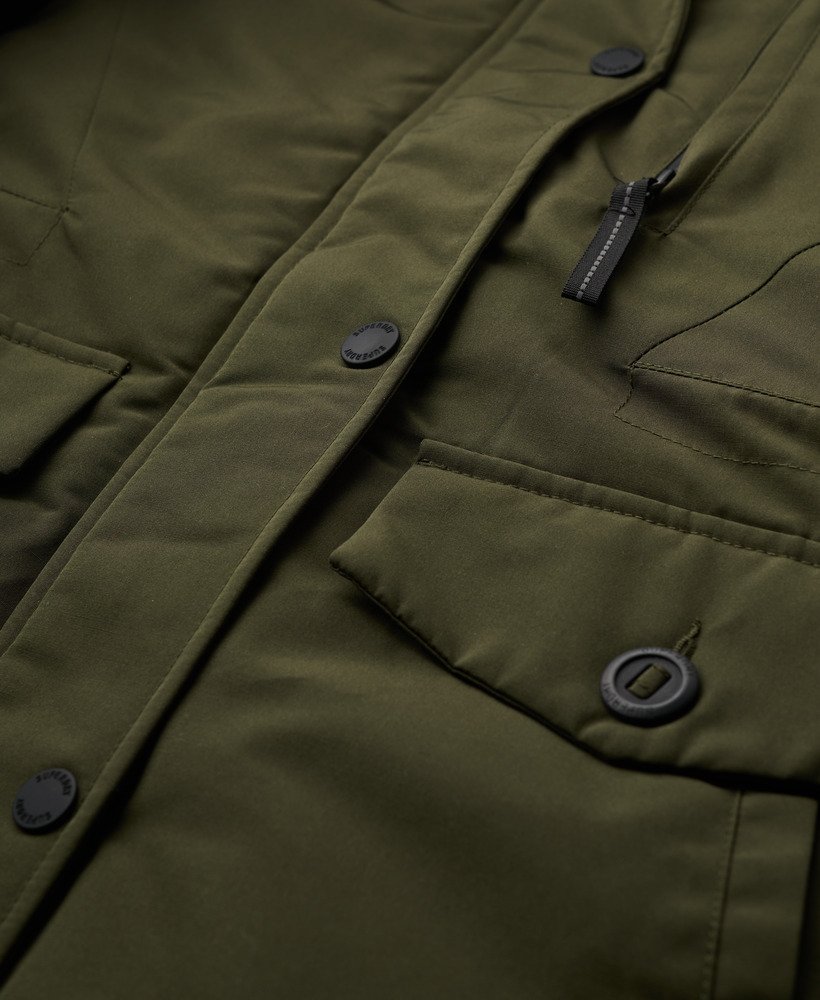 parka met capuchon van imitatiebont in legergroen everest