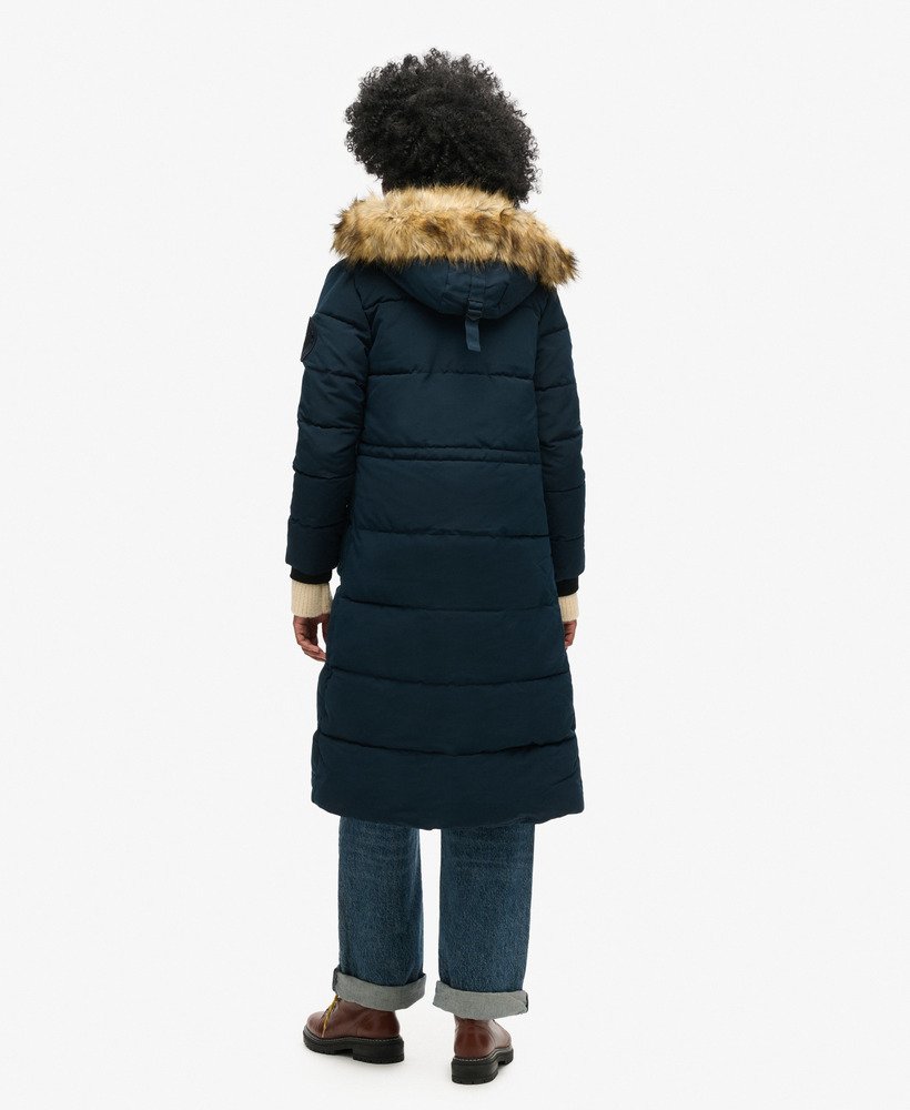 lange everest-jas van imitatiebont in eclipse navy