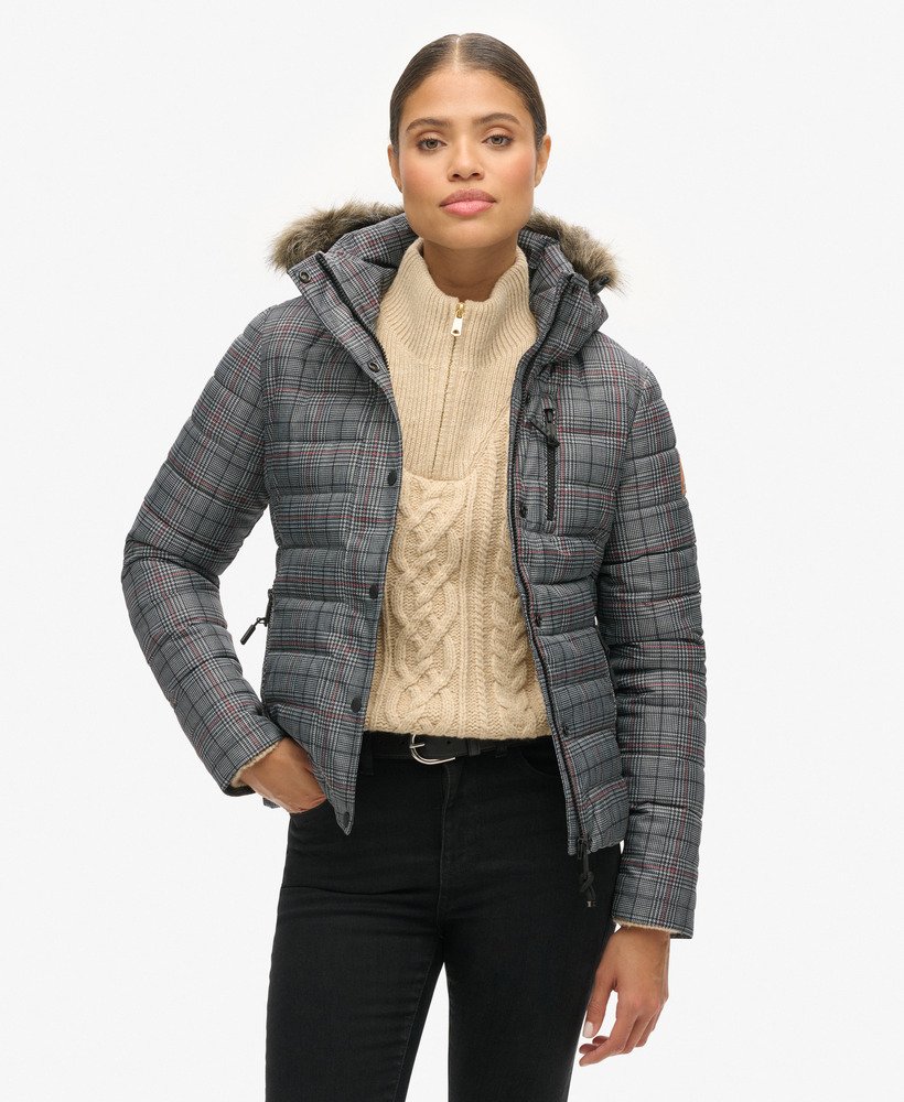 tweed fuji-jas in prince of wales-ruitpatroon met blauwe mix