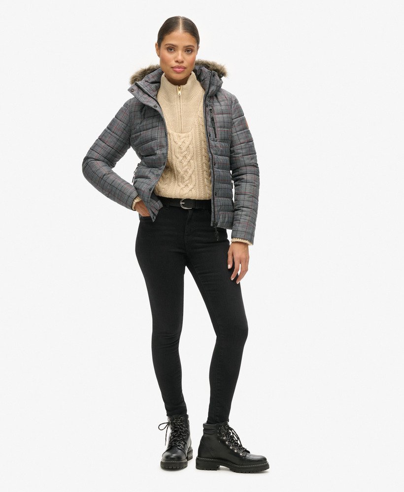 tweed fuji-jas in prince of wales-ruitpatroon met blauwe mix