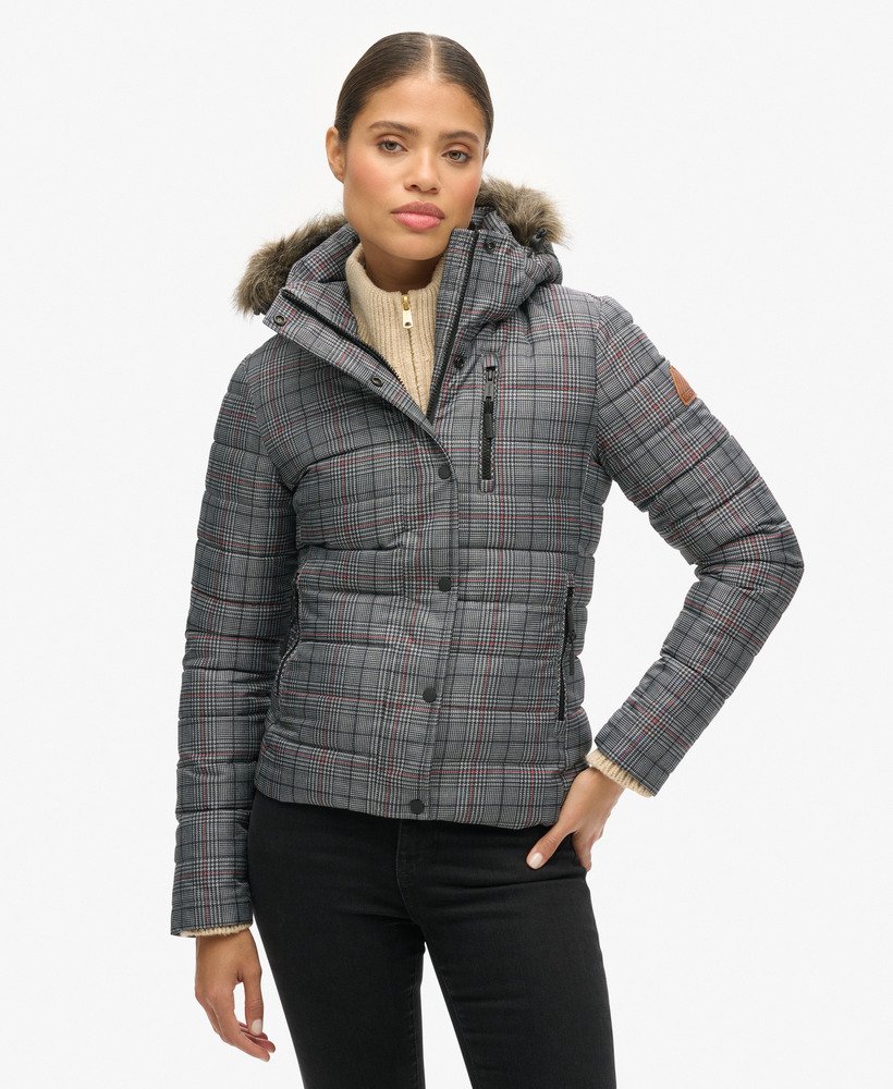 tweed fuji-jas in prince of wales-ruitpatroon met blauwe mix