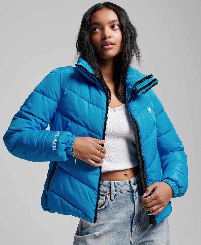niet-capuchon sportpufferjack in aqua
