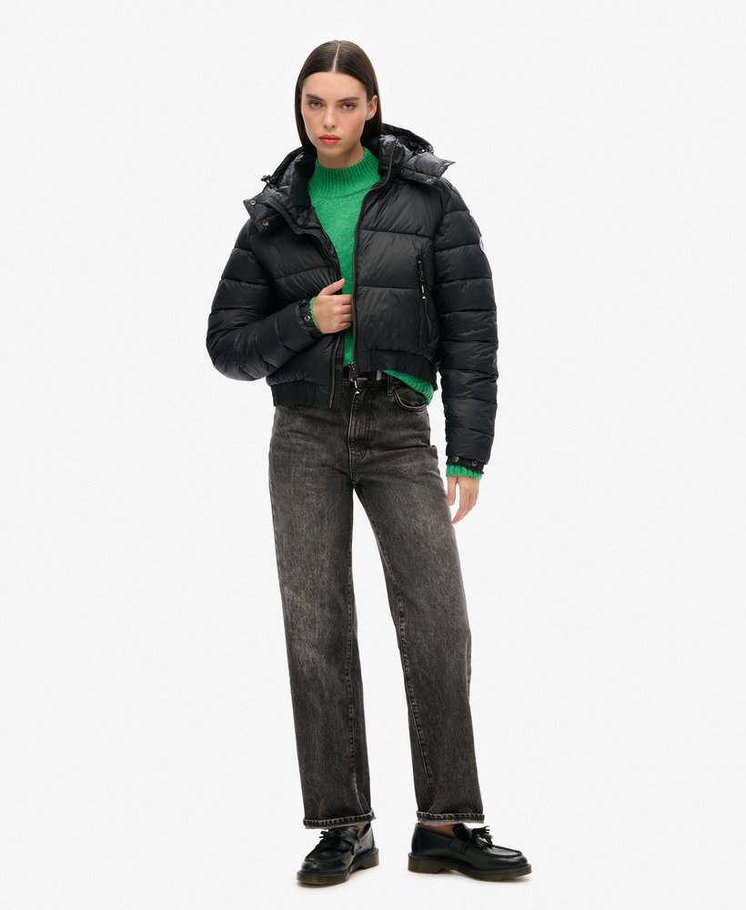 fuji cropped hoodie-jas in zwart
