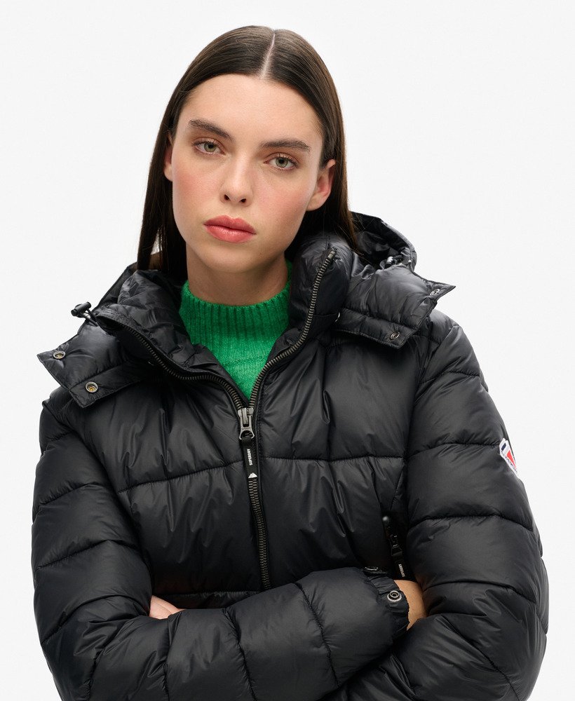 fuji cropped hoodie-jas in zwart