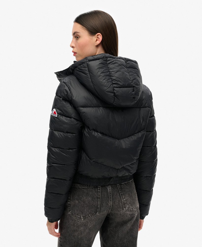 fuji cropped hoodie-jas in zwart
