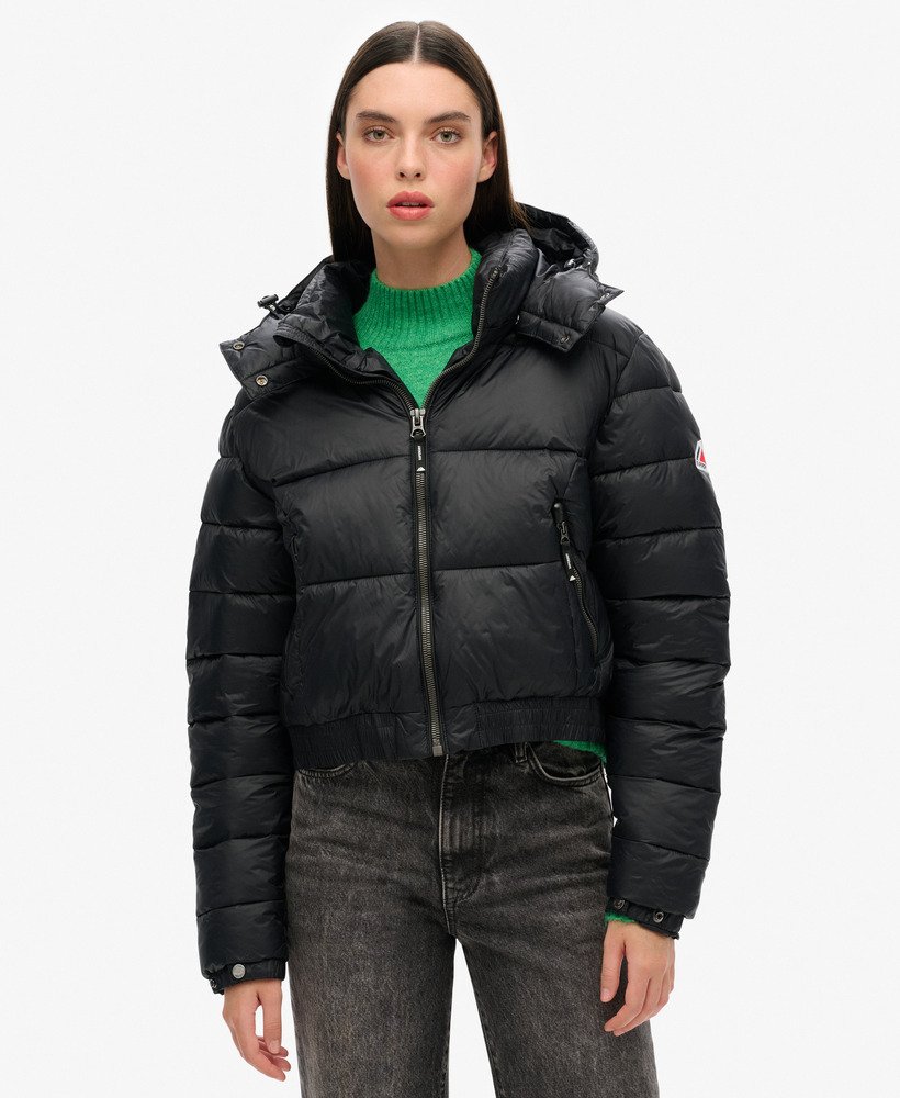 fuji cropped hoodie-jas in zwart