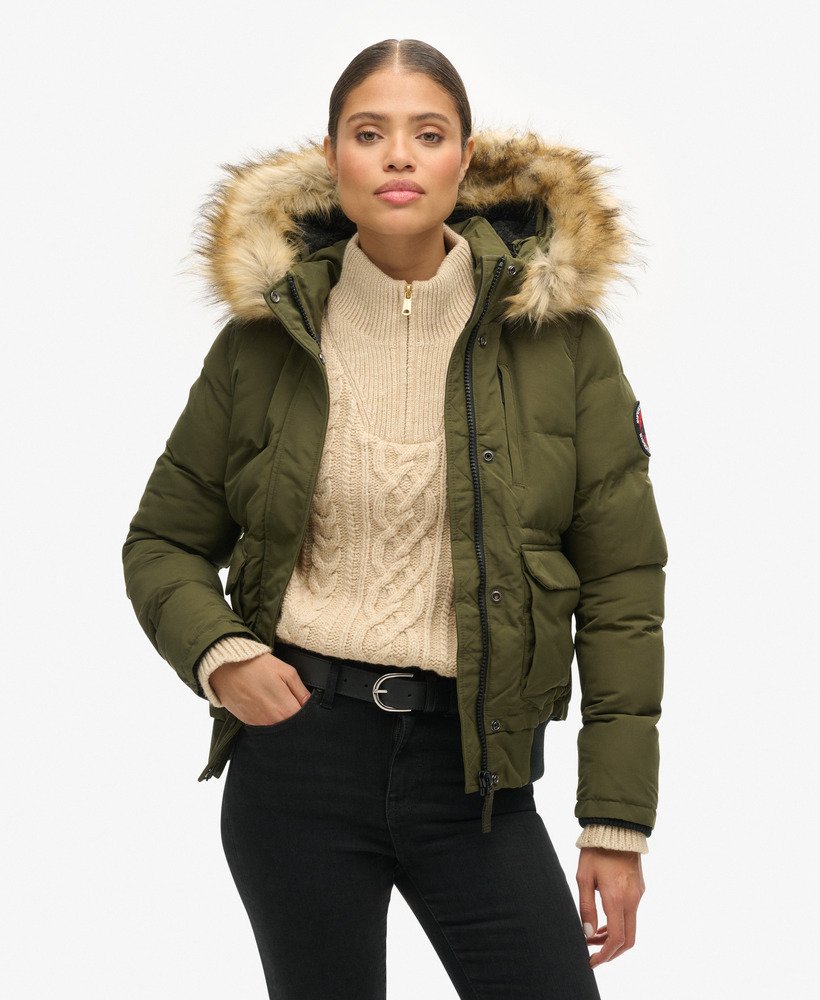 everest gewatteerde bomberjas met capuchon in olijfgroene kleur surplus goods