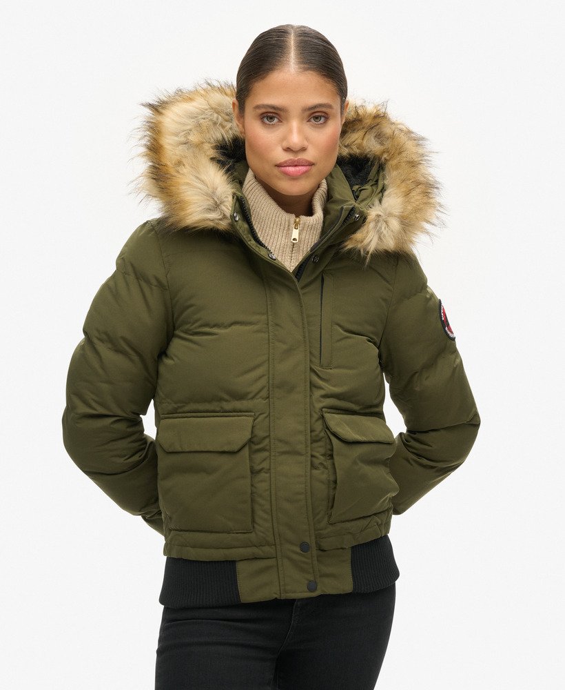 everest gewatteerde bomberjas met capuchon in olijfgroene kleur surplus goods