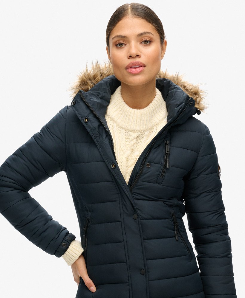 superlange fuji-jas in eclipse navy