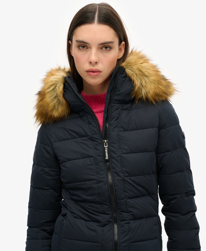 arctic longline puffer coat in navy