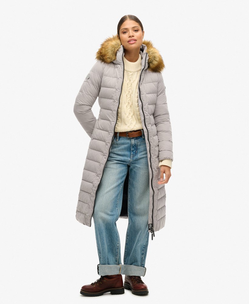 arctic longline puffer coat in dove