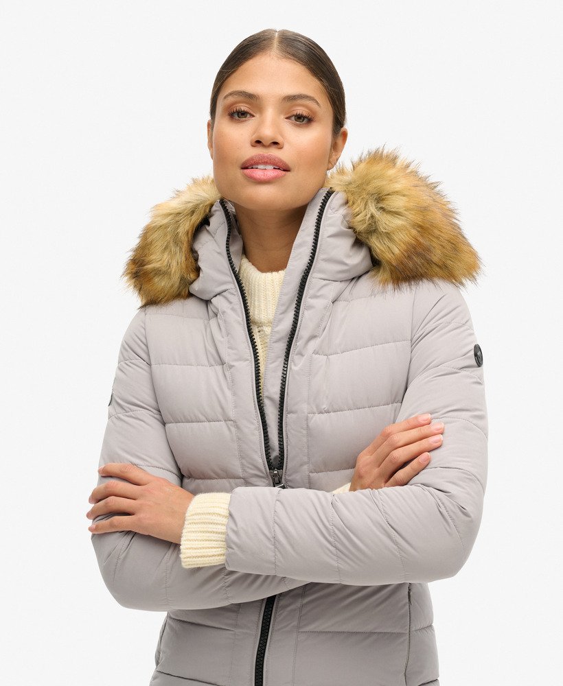 arctic longline puffer coat in dove