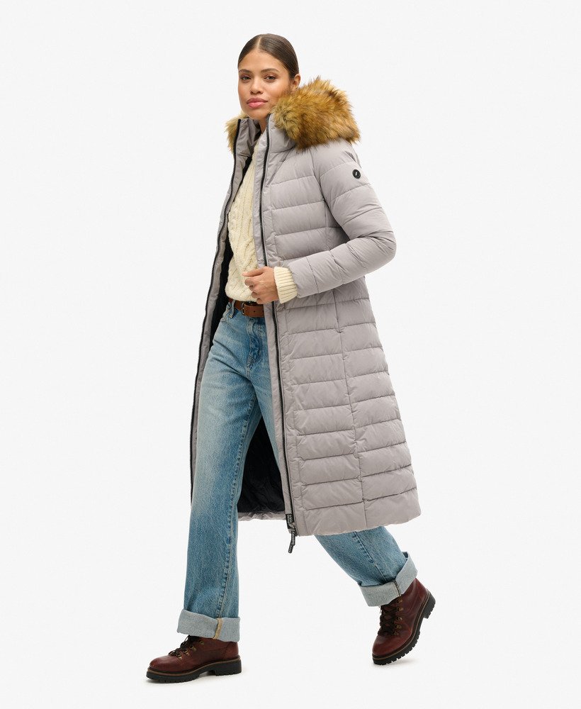 arctic longline puffer coat in dove