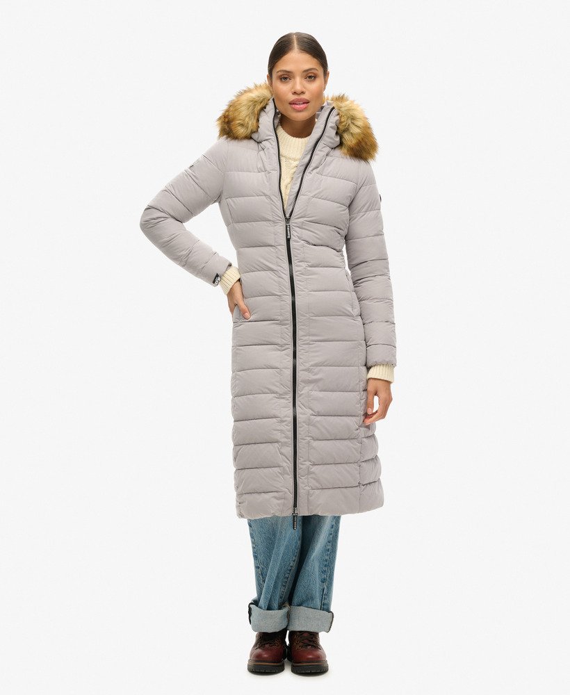 arctic longline puffer coat in dove
