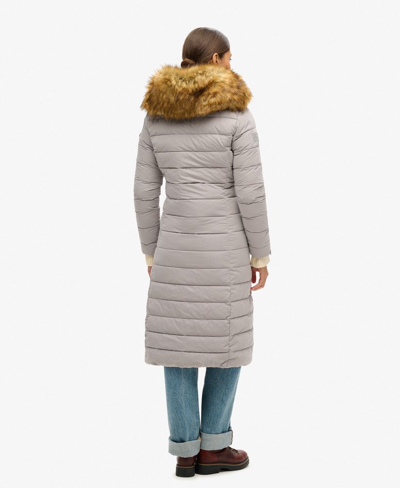 arctic longline puffer coat in dove