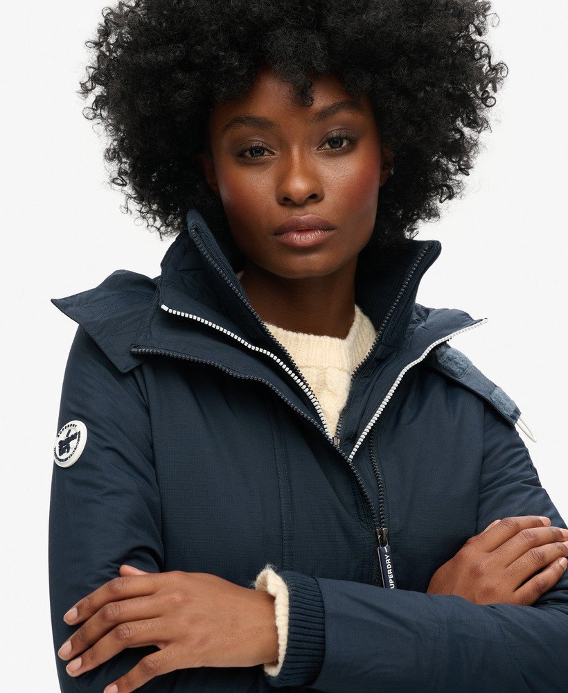 pop zip hooded arctic sd-windcheater jacket in eclipse navyecru
