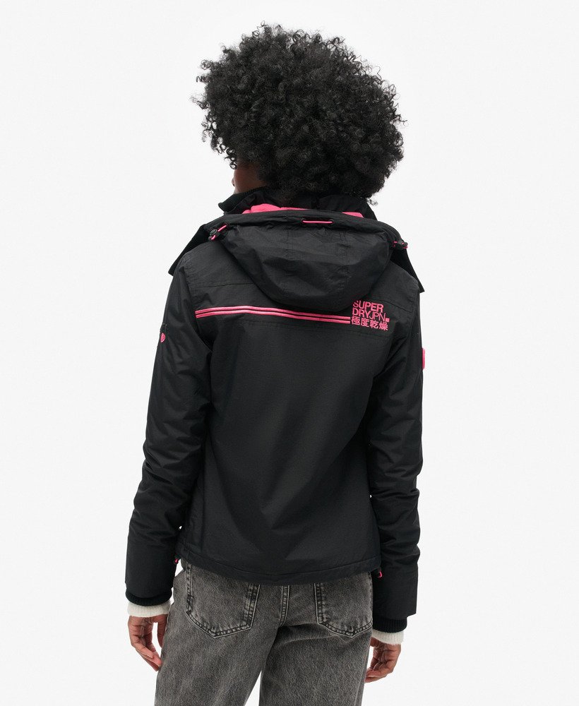 pop zip hooded arctic sd-windcheater jacket in zwartzwartpunkroze