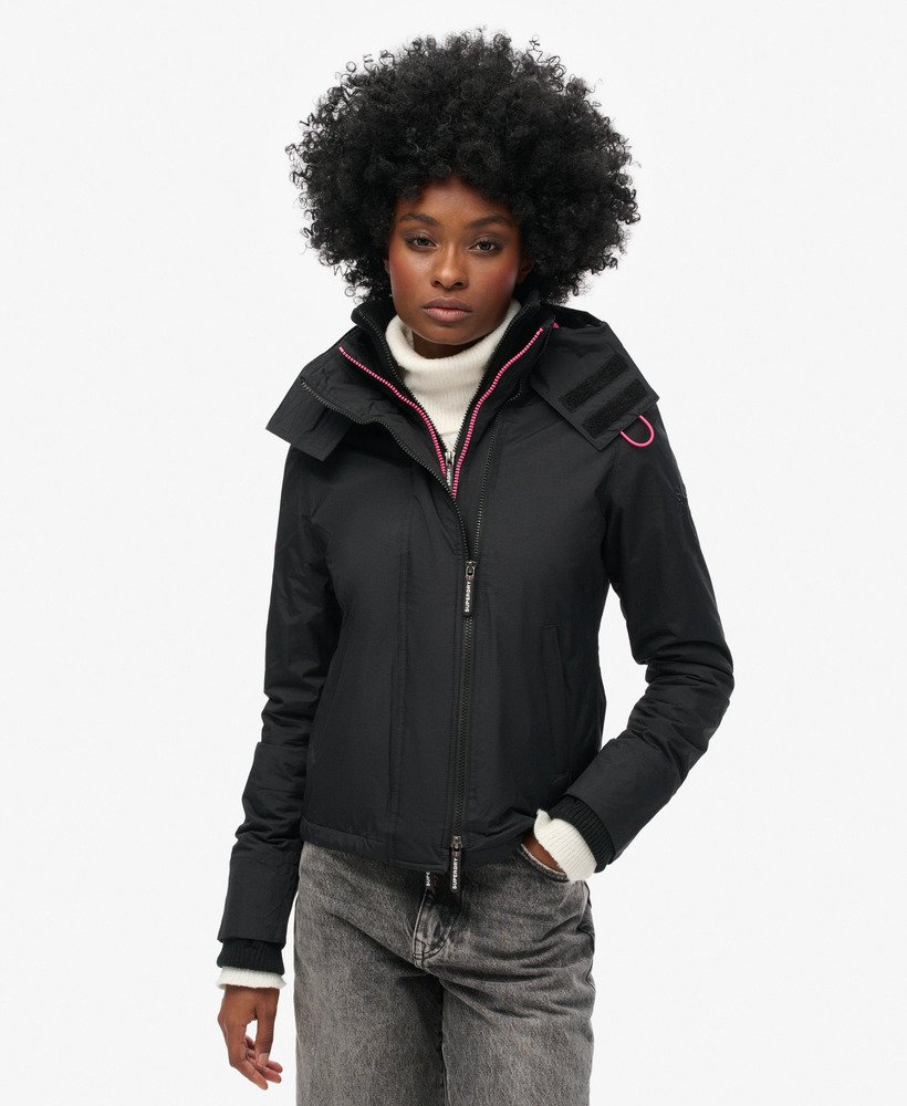 pop zip hooded arctic sd-windcheater jacket in zwartzwartpunkroze