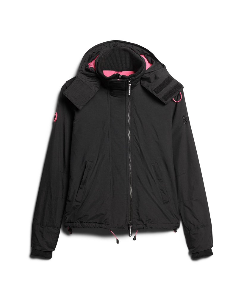 pop zip hooded arctic sd-windcheater jacket in zwartzwartpunkroze
