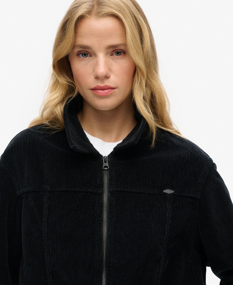 korte corduroy jas in zwart