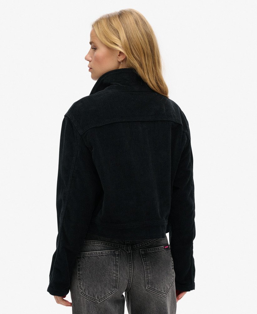 korte corduroy jas in zwart