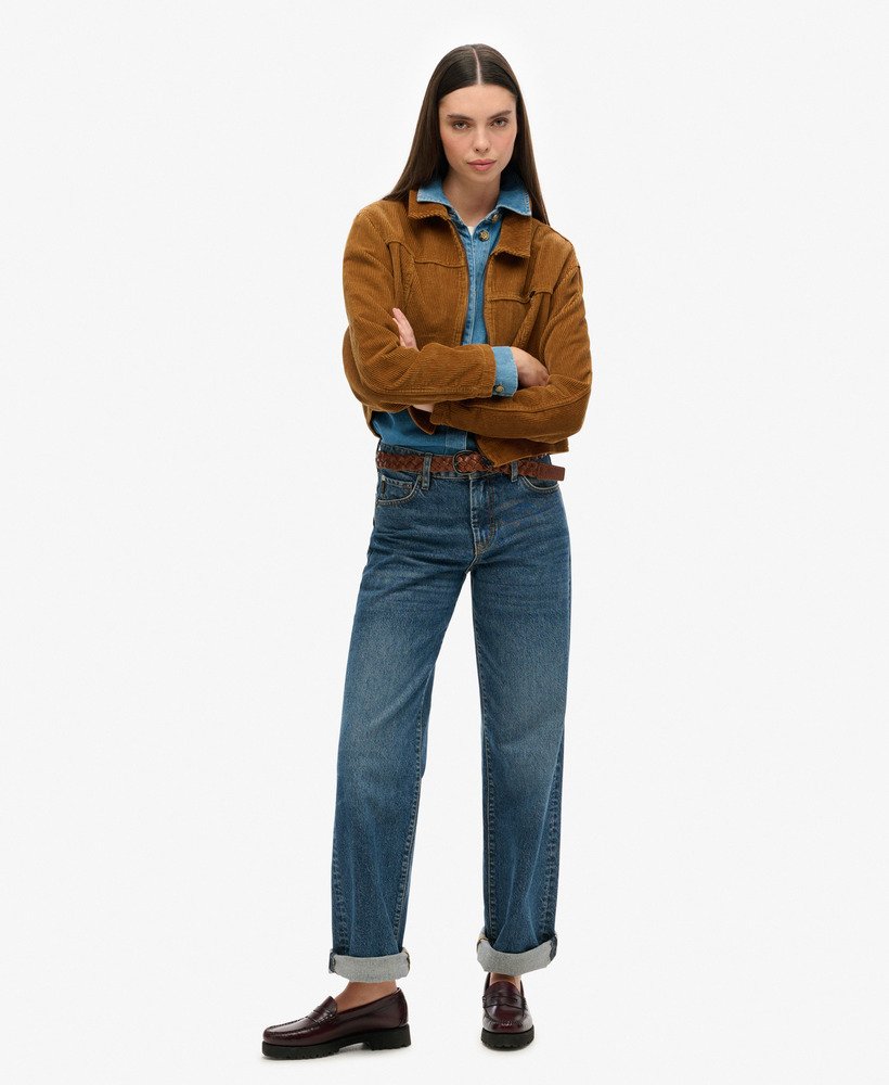 korte corduroy jas in hazelnootkleur
