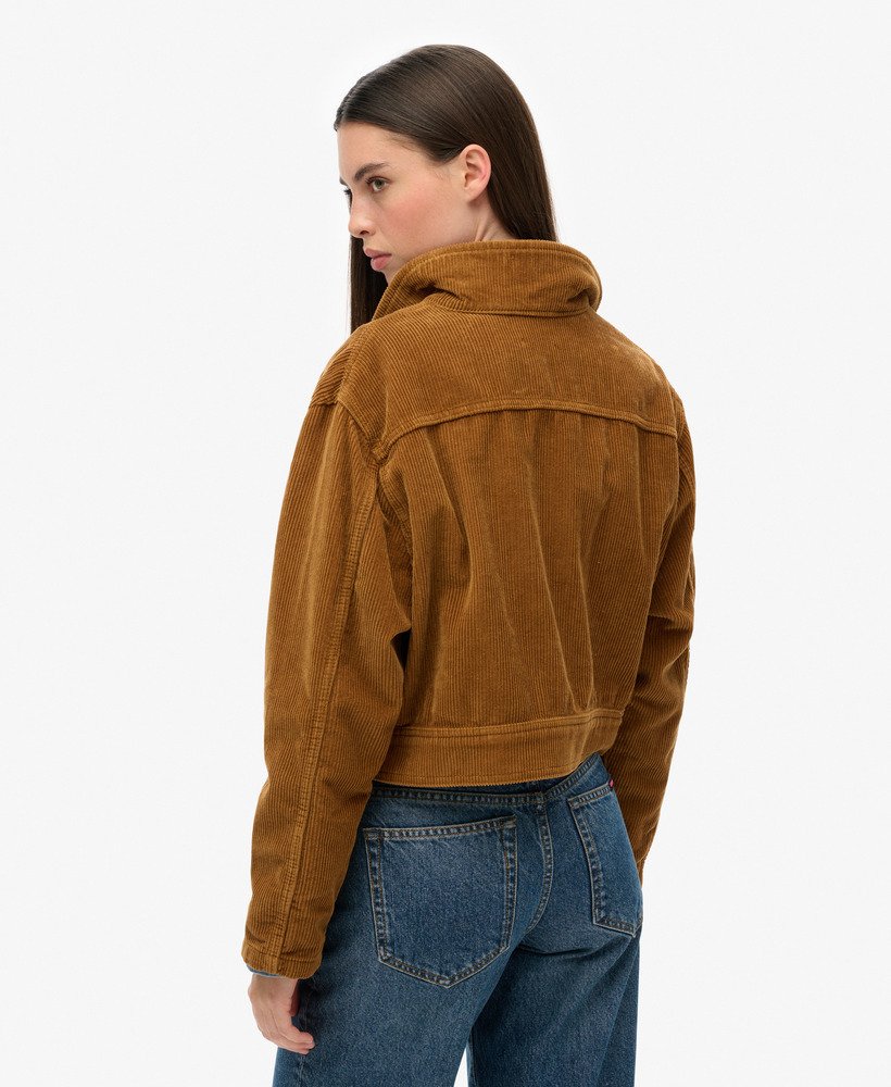 korte corduroy jas in hazelnootkleur