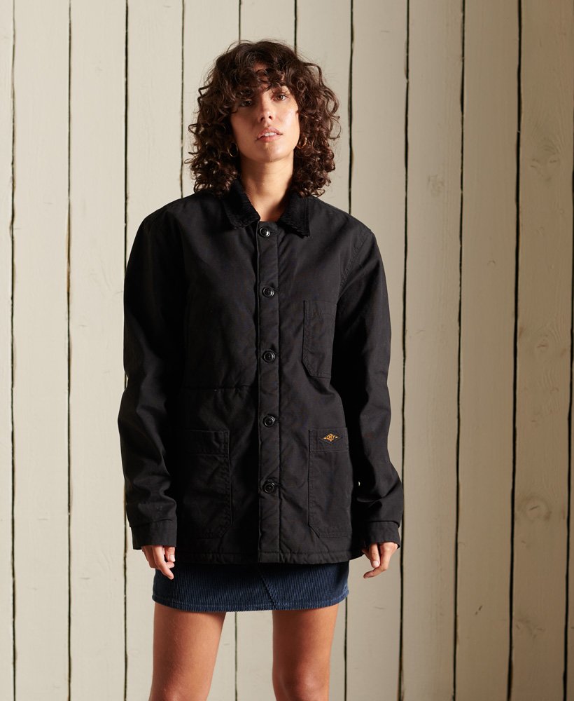 oversized utility mix overshirt in black wax