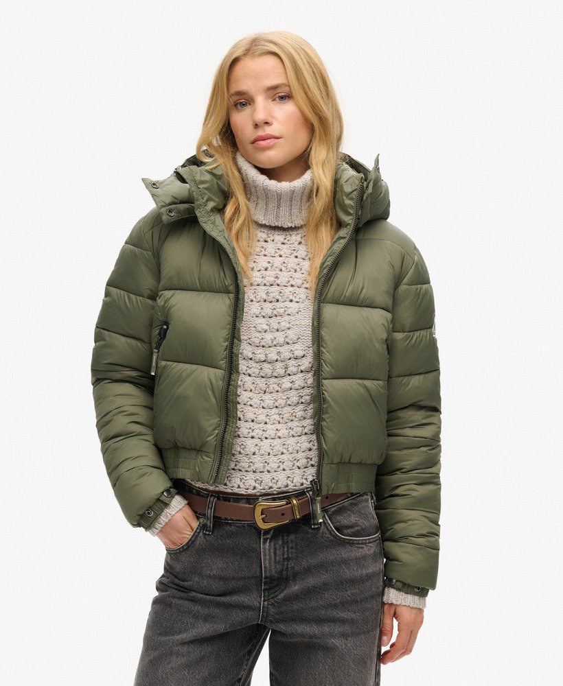fuji cropped hoodie in stoffige olijfgroen
