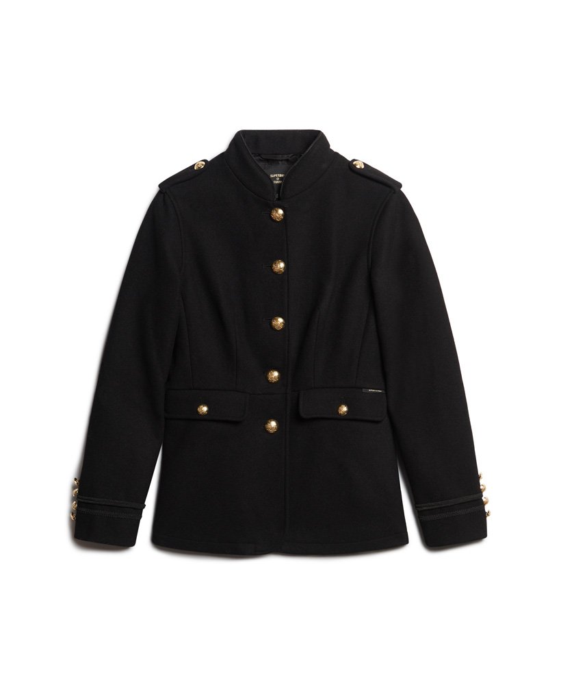 korte wollen jas in militaire stijl zwart