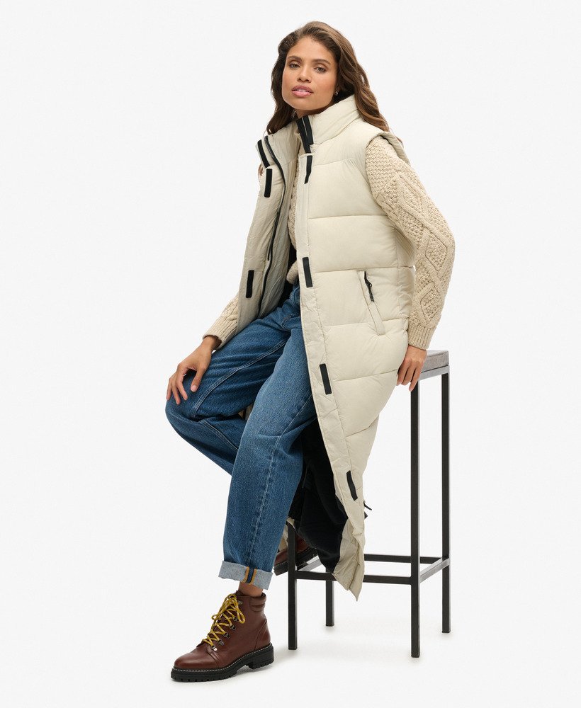 ripstop longline puffer gilet in pelican