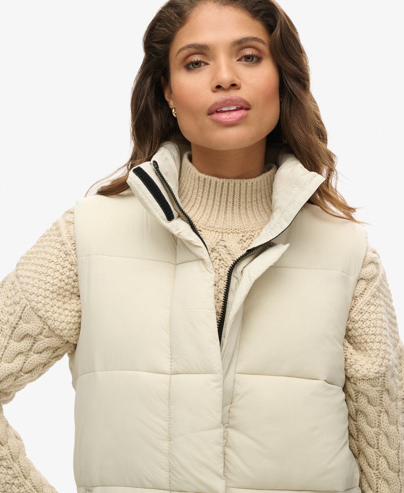 ripstop longline puffer gilet in pelican