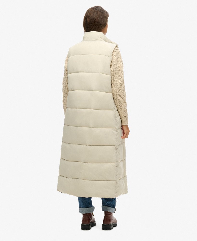 ripstop longline puffer gilet in pelican