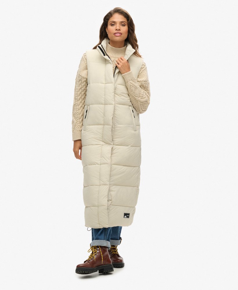 ripstop longline puffer gilet in pelican