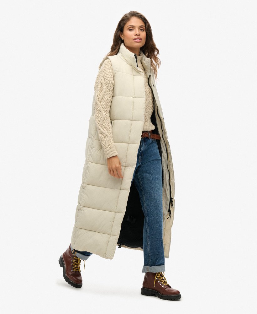 ripstop longline puffer gilet in pelican
