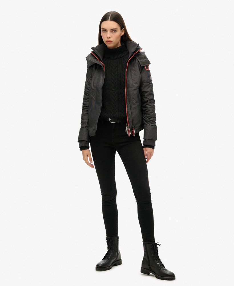 pop zip hooded arctic sd-windcheater jacket in mid charcoal marlshock coral