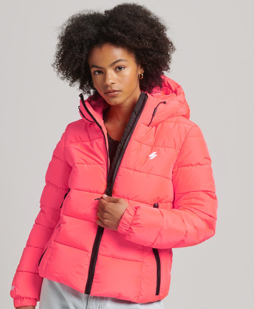 spirit sports pufferjack met capuchon in hyper fire coral