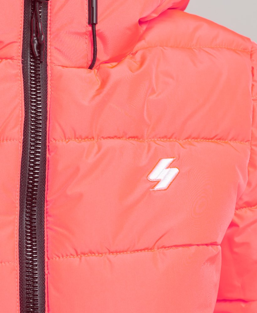 spirit sports pufferjack met capuchon in hyper fire coral