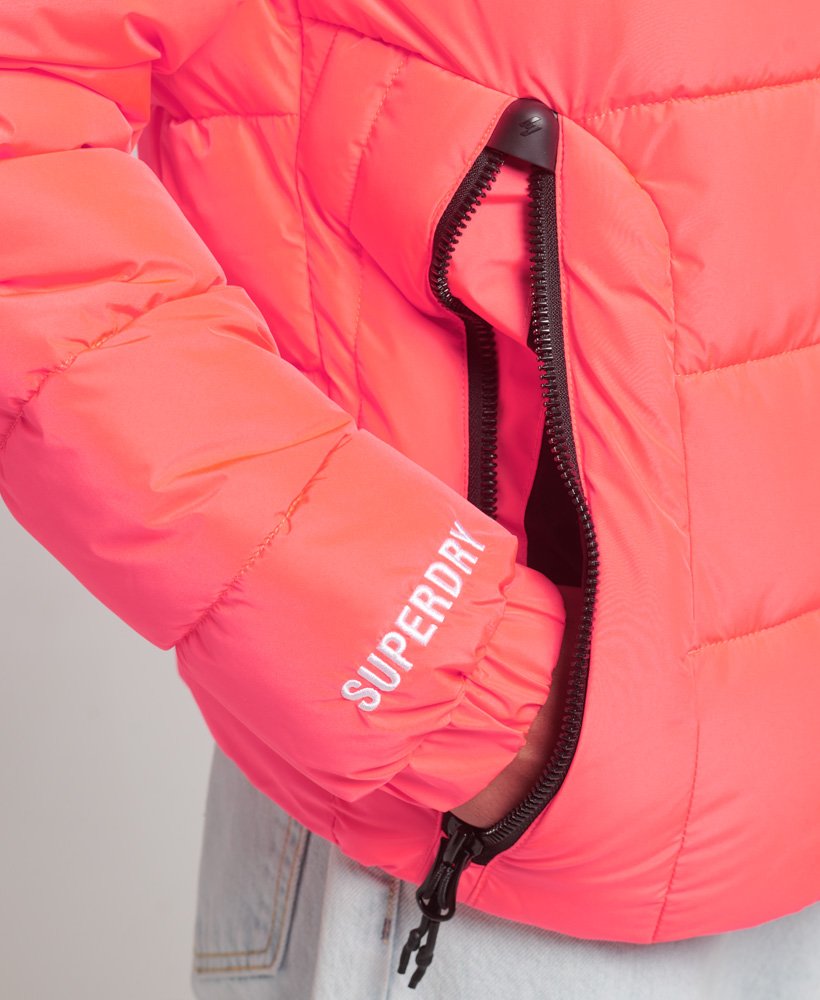 spirit sports pufferjack met capuchon in hyper fire coral