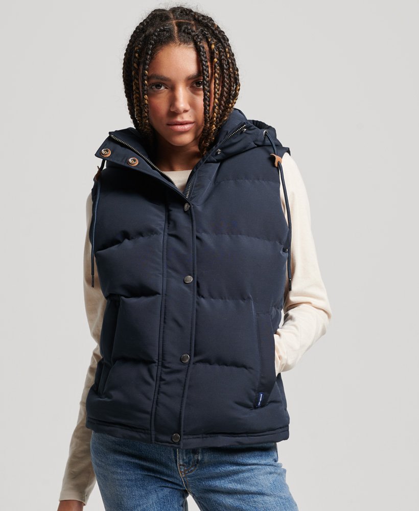 vintage everest-gilet met capuchon in eclipse navy