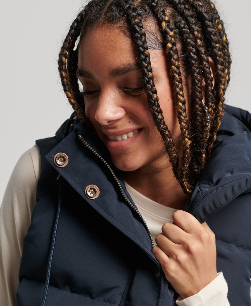 vintage everest-gilet met capuchon in eclipse navy